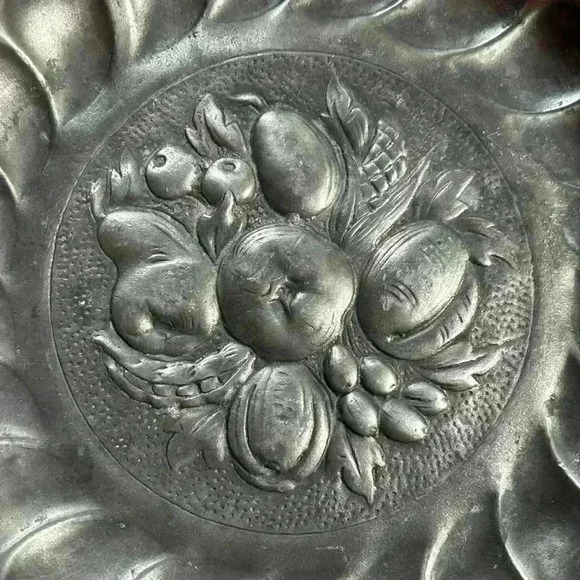 Pewter Fruit Plate Repousse Reproduction From 18th Century...Vintage - Picture 2 of 7